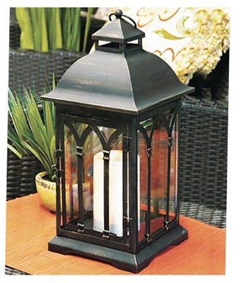Paradise Garden Battery Operated Lantern With Flickering LED Candle